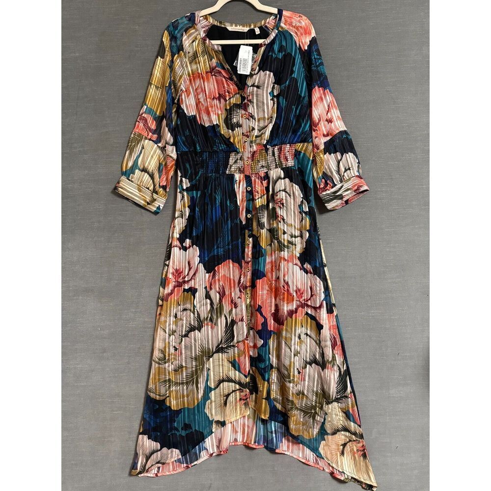 Soft Surroundings Dress‎ XS Floral Midi Asymmetrical Boho Flowy Artsy Natalia